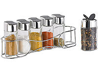 Rosenstein & Söhne 6 Gewürzstreuer aus Glas mit geschwungenem Ständer; Wasserkocher mit Temperaturwahl, Elektrische Salz- & Pfeffermühlen 