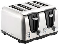Rosenstein & Söhne Edelstahl-Toaster für 4 Scheiben, 1300 W