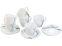 Rosenstein & Söhne Opalglas-Kaffeetassen & Untertassen, Linien; Tafel-Geschirre (Bone China) Tafel-Geschirre (Bone China) 