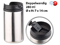 Rosenstein & Söhne Doppelwandiger Edelstahl-Isolierbecher, hält warm & kalt, 280 ml; Pump-Isolierkannen Pump-Isolierkannen Pump-Isolierkannen Pump-Isolierkannen 