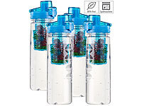 Rosenstein & Söhne 4er-Set Tritan-Trinkflaschen mit Fruchtbehälter, BPA-frei, 800ml, blau; Smoothie-Maker Smoothie-Maker Smoothie-Maker Smoothie-Maker 