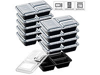 Rosenstein & Söhne 10er-Set Lebensmittel-Boxen mit je 3 Trennfächern & Deckel, 1,2 l; Frischhaltedosen aus Glas mit Trennwänden Frischhaltedosen aus Glas mit Trennwänden Frischhaltedosen aus Glas mit Trennwänden 