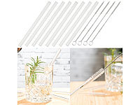 Rosenstein & Söhne 12-tlg. Set Trinkhalme aus Borosilikat-Glas mit Bürsten, 8 x 150 mm; Bambus-Trinkhalme Bambus-Trinkhalme Bambus-Trinkhalme Bambus-Trinkhalme 