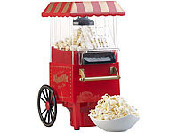 Rosenstein & Söhne Retro-Heißluft-Popcorn-Maschine, Miniatur-Rollwagen-Optik, 1.200 Watt