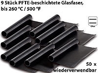 Rosenstein & Söhne Dauer-BBQ-Grillmatte & Antihaft-Bratfolie aus Glasfaser, 9 Stück