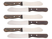 Rosenstein & Söhne 6er-Set Frühstücksmesser mit Griff aus Blackwood-Holz, 11,5cm Klinge; Frühstücksmesser mit Wellenschliff Frühstücksmesser mit Wellenschliff 