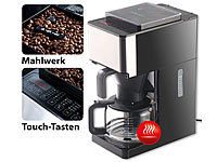 Rosenstein & Söhne Vollautomatische Filter-Kaffeemaschine, Kegelmahlwerk, Touch-Bedienung