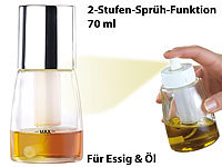 Rosenstein & Söhne Essig & Öl-Pumpsprühflasche mit 2-Stufen-Sprüh-Funktion, 70 ml