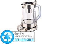 Rosenstein & Söhne 2in1-Wasserkocher & Teebereiter mit Senk-Sieb (Versandrückläufer); Wasserkocher mit Temperaturwahl, Halogenöfen 