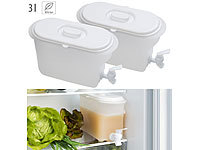 Rosenstein & Söhne 2er-Set Getränkebehälter für Kühlschrank mit Zapfhahn, BPA-frei, 3 l; Mini-Kühlschränke 