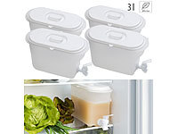 Rosenstein & Söhne 4er-Set Getränkebehälter für Kühlschrank mit Zapfhahn, BPA-frei, 3 l