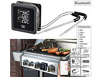 Rosenstein & Söhne Smartes Grill & Bratenthermometer, 0-300 °C, Bluetooth, App; Elektro-Tischgrills mit Glasdeckel 