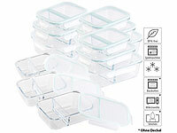 Rosenstein & Söhne 12er-Set Glas-Frischhaltedosen, Klick-Deckel, 2 Kammern; Lunchbox-Sets Lunchbox-Sets Lunchbox-Sets 