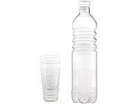 ; Mineralwasserflaschen mit Gläsern 