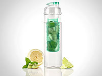Rosenstein & Söhne Trinkflasche, Wasserflasche mit Fruchtbehälter, Tritan, BPA-frei, grün