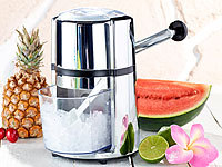 Rosenstein & Söhne Stromloser Eiscrusher mit Handkurbel, Karbonstahl-Klinge, Chromelook; Vakuum-Mixer & Smoothie-Maker Vakuum-Mixer & Smoothie-Maker 