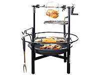 Barbecue à charbon Mégagrill  2 niveaux et tourne-broche 
