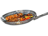 Poêle pour grillades en acier inox avec poignée repliable