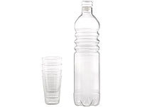 Rosenstein & Söhne Luftdichte Wasserflasche aus Glas m. 4 Trinkgläsern