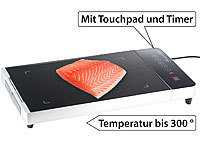 Rosenstein & Söhne Tisch-Glasgrill mit Touchpad und Timer, 800 W, bis 300 °C
