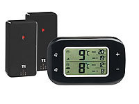 Rosenstein & Söhne Digitales Kühl & Gefrierschrank-Thermometer, 2 Funk-Sensoren, schwarz
