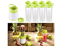 Rosenstein & Söhne 2in1-Smoothie & Standmixer mit 4 Trinkbechern, BPA-frei, 500 ml; Küchenmaschinen-Sets Küchenmaschinen-Sets 