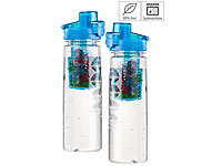 Rosenstein & Söhne 2er-Set Tritan-Trinkflaschen mit Fruchtbehälter, BPA-frei, 800ml, blau; Smoothie-Maker Smoothie-Maker Smoothie-Maker Smoothie-Maker 