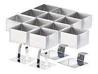 12 emporte-pièces carrés 8 x 8 cm avec poussoirs et supports