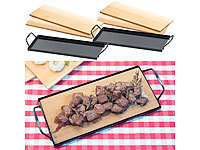 Rosenstein & Söhne 4 Zedernholz-Grillbretter für Holzkohle & Gasgrills, mit Metallrahmen; Gusseisen Grillplatten Gusseisen Grillplatten Gusseisen Grillplatten Gusseisen Grillplatten 