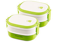 Rosenstein & Söhne 2er-Set Lunchbox, 2 Etagen, Tragegriff, Clip-Deckel, BPA-frei, 700 ml; Lunchbox-Sets Lunchbox-Sets Lunchbox-Sets Lunchbox-Sets 