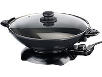 Rosenstein & Söhne Elektrischer Wok mit Thermostat, antihaftbeschichtet, 1.500 W, 5,1 l; Popcornmaschinen Popcornmaschinen Popcornmaschinen 