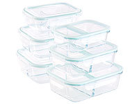 Rosenstein & Söhne 6er-Set Glas-Frischhaltedosen mit Kammern, Klick-Deckel, -40  450 °C; Vakuumierbeutel für Handvakuumierer, Lunchbox-Sets 