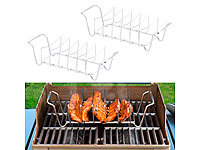 Rosenstein & Söhne 2er-Set 2in1-Sparerib-Halter & Bratenkorb für Grill & Ofen, Edelstahl