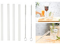 Rosenstein & Söhne Trinkhalme transparent, Glas-Strohhalm-Set