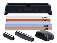 Rosenstein & Söhne Schleifstein-Set, 2 Doppel-Schleifsteine, Winkelhilfe, Halter, Glätter