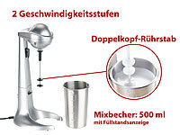 Rosenstein & Söhne Elektrischer Drink-Mixer mit Edelstahl-Becher, 65 Watt