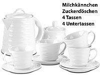 Rosenstein & Söhne Porzellan-Kaffee & Tee-Service, 10-tlg., für Wasserkocher WSK-270.rtr; Wasserkocher mit Temperaturwahl 