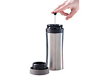 Rosenstein & Söhne 2in1-Edelstahl-Thermobecher mit French-Press-System, 0,48 l, BPA-frei