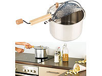 Casserole à pop-corn avec manivelle compatible induction