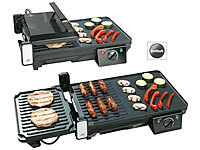 Rosenstein & Söhne Elektrischer 2in1-Tischgrill mit Kontaktgrill, Grillplatte, 2.000 Watt