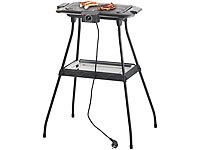 Rosenstein & Söhne Elektrischer 2in1-Stand und Tischgrill mit Ablage-Tablett, 2.000 Watt