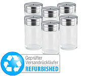 Rosenstein & Söhne 6-teiliges stilvolles Gewürzstreuer-Set aus Glas Versandrückläufer; Manuelle Salz-, Pfeffer-Mühle 