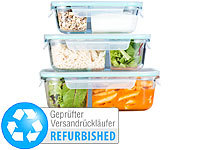 Rosenstein & Söhne 3er-Set Glas-Frischhaltedosen, Versandrückläufer; Lunchbox-Sets 