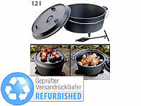 Rosenstein & Söhne Dutch Oven aus Gusseisen mit Standfüßen, Versandrückläufer; Grillthermometer mit Bluetooth und Apps 