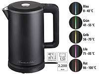 Rosenstein & Söhne Edelstahl-Wasserkocher, Temperaturwahl, Warmhaltefunktion, LED, 1,5 l