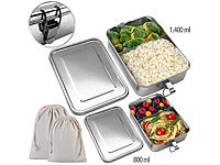 Rosenstein & Söhne 2er-Set Edelstahl-Lunchboxen, Dichtungsring, 800 ml & 1.400 ml