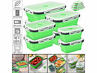 Rosenstein & Söhne 8er-Set zusammenklappbare Silikon-Aufbewahrungsbehälter mit Deckeln; Lunchbox-Sets Lunchbox-Sets Lunchbox-Sets 