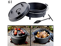 Rosenstein & Söhne Dutch Oven aus Gusseisen mit Standfüßen, 2in1-Deckel & -Pfanne, 6 l; Grillthermometer mit Bluetooth und Apps Grillthermometer mit Bluetooth und Apps Grillthermometer mit Bluetooth und Apps Grillthermometer mit Bluetooth und Apps 