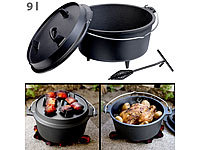 Rosenstein & Söhne Dutch Oven aus Gusseisen mit Standfüßen, 2in1-Deckel & -Pfanne, 9 l; Grillthermometer mit Bluetooth und Apps Grillthermometer mit Bluetooth und Apps Grillthermometer mit Bluetooth und Apps Grillthermometer mit Bluetooth und Apps 