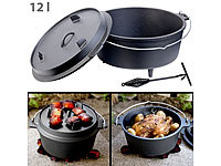 Rosenstein & Söhne Dutch Oven aus Gusseisen mit Standfüßen, 2in1-Deckel & -Pfanne, 12 l; Grillthermometer mit Bluetooth und Apps Grillthermometer mit Bluetooth und Apps Grillthermometer mit Bluetooth und Apps Grillthermometer mit Bluetooth und Apps 